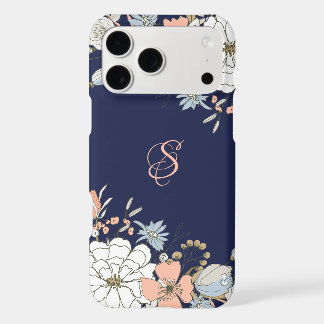 Rosa Azul Floral Personalizado Azul Marinho