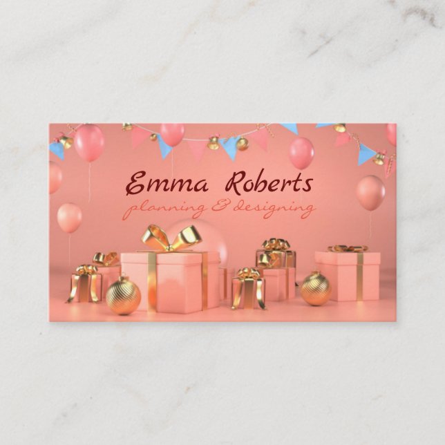 Rosa Balões de planejamento e criação de Cartão de (Frente)