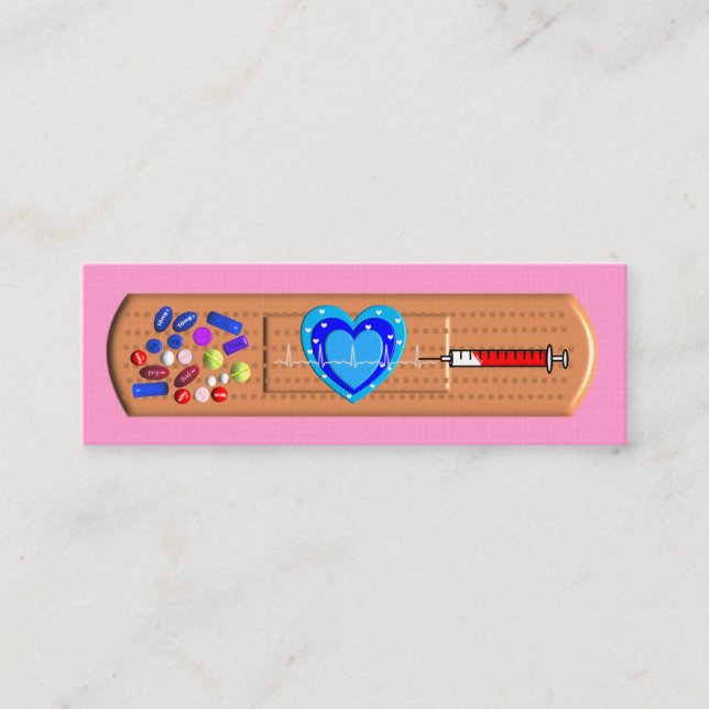 Rosa Bandaid grande dos cartões de visitas médicos (Frente)
