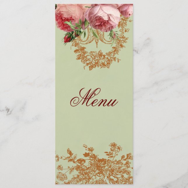 Rosa Blenheim - Elegant Sage Green Menu (Frente)