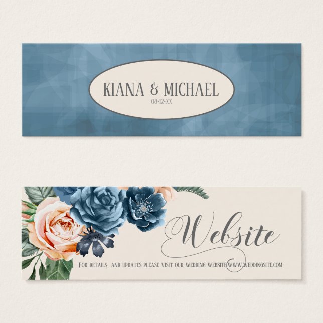 Rosa Blue/Peach Wedding Website ID584 (Frente & Verso)