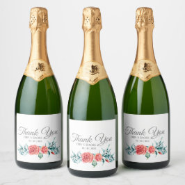Rosa bonito e Eucalyptus Obrigado Rótulo de Vinho