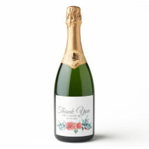 Rosa bonito e Eucalyptus Obrigado Rótulo de Vinho