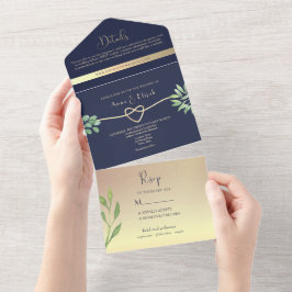Rosa Botânica Dourado Navy Foto Casamento