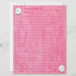Rosa Branca em Papel Timbrado Rosa