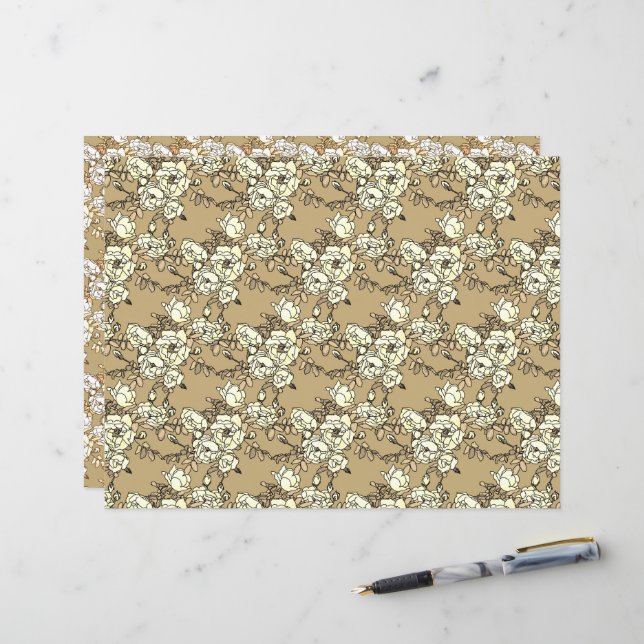 Rosa Branch Dark GoldCraft Paper (Frente/Verso In Situ)