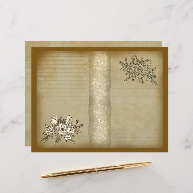 Rosa Branch Vintage Paper (Frente/Verso In Situ)