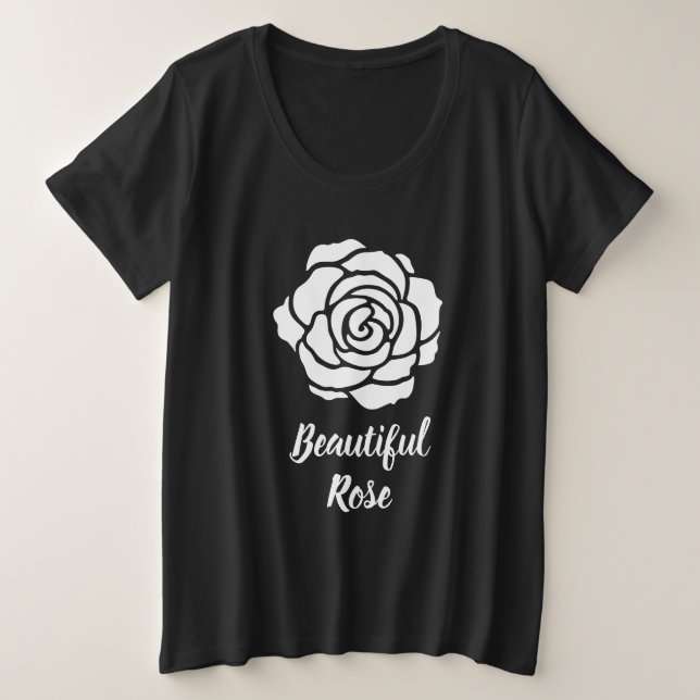 Rosa Branco Belo e Camiseta do Tamanho T (Frente do Design)
