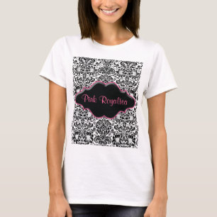 Rosa branco do preto do damasco da camisa dos