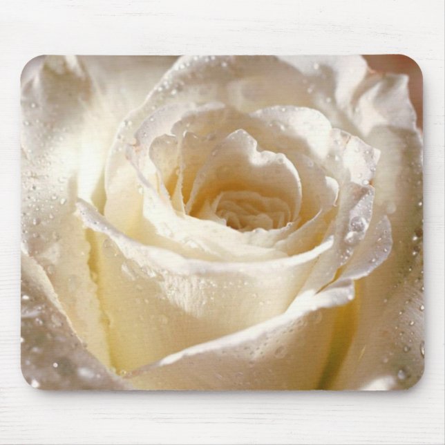 Rosa branco Mousepad (Frente)
