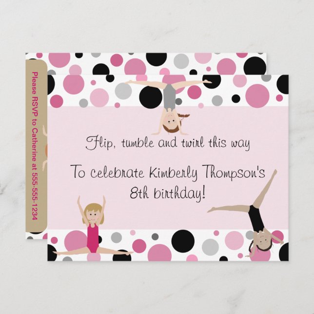 Rosa, cinzas & preto do convite de festas da (Frente/Verso)