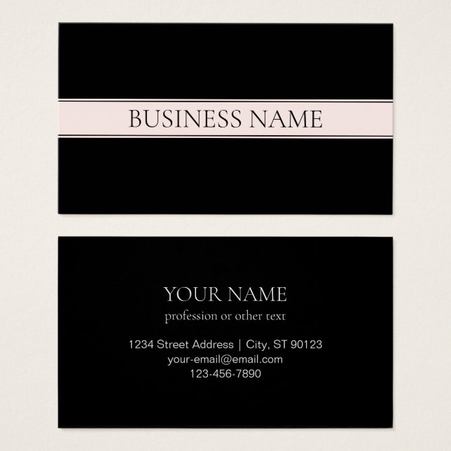 Rosa claro Blush Stripe e Texto Editável Elegante (Frente & Verso)