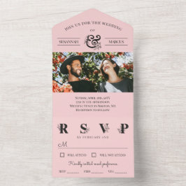 Rosa claro Floral Ampersand Photo Wedding