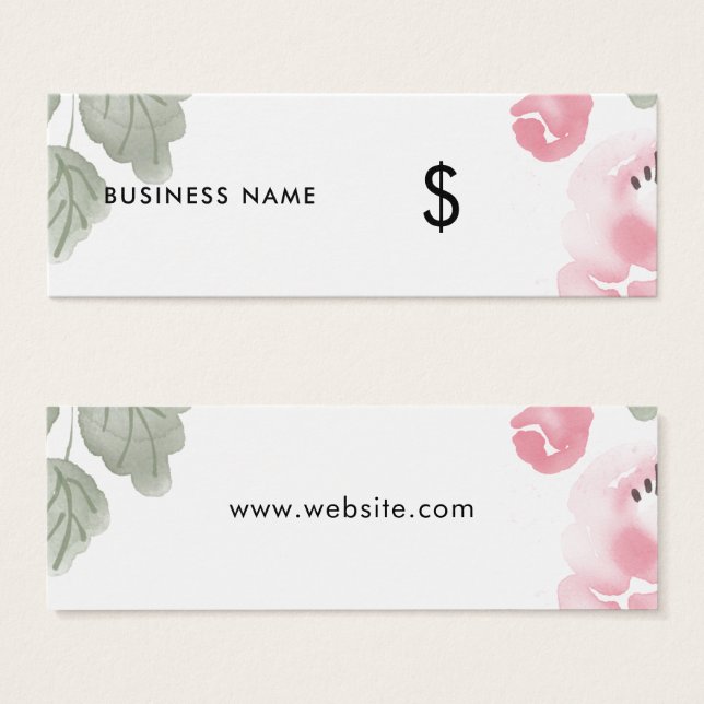 Rosa claro Floral Aquarela Romântica Etiqueta de P (Frente & Verso)