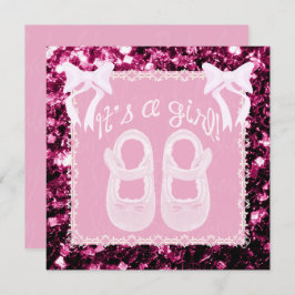 Rosa claro Menininha chá Rosa Física Convite