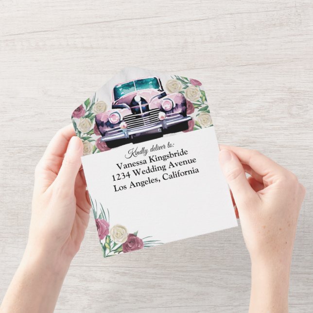 Rosa clássico, tudo em um convite de casamento (Opening)