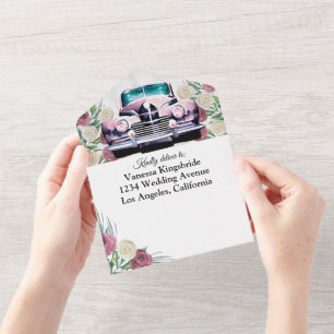 Rosa clássico, tudo em um convite de casamento
