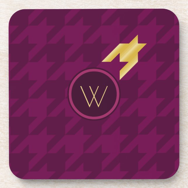 Rosa com a Porta copos Dourada de Houndstooth Quad (Frente)