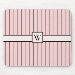 Rosa com Pinstripes Mousepad Preto