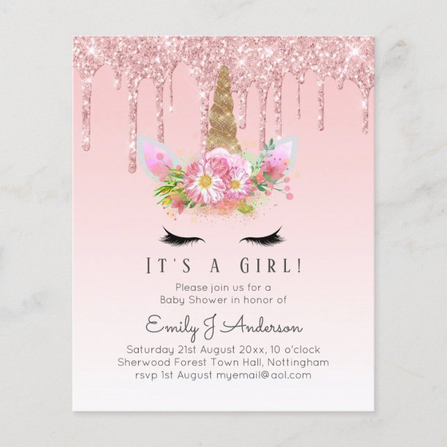 Rosa cor-de-rosa Dourada do Unicórnio Coleta Brilh (Frente)