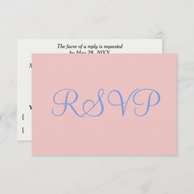 Rosa cor-de-rosa Pastel Azul RSVP de Casamento (Frente/Verso)