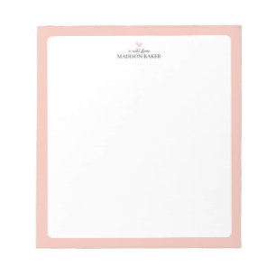 Rosa Coral   Bloco de Notas Personalizado Coração 