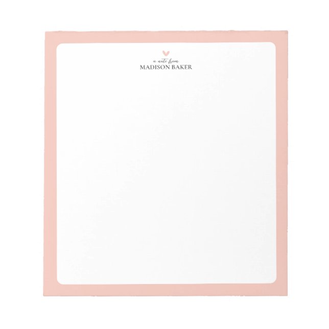 Rosa Coral | Bloco de Notas Personalizado Coração  (Frente)