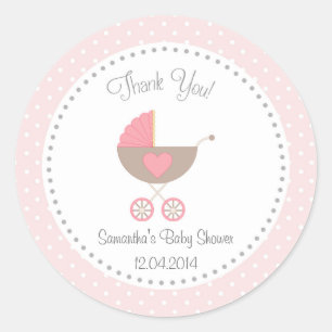 Rosa da etiqueta do chá de fraldas da carruagem d