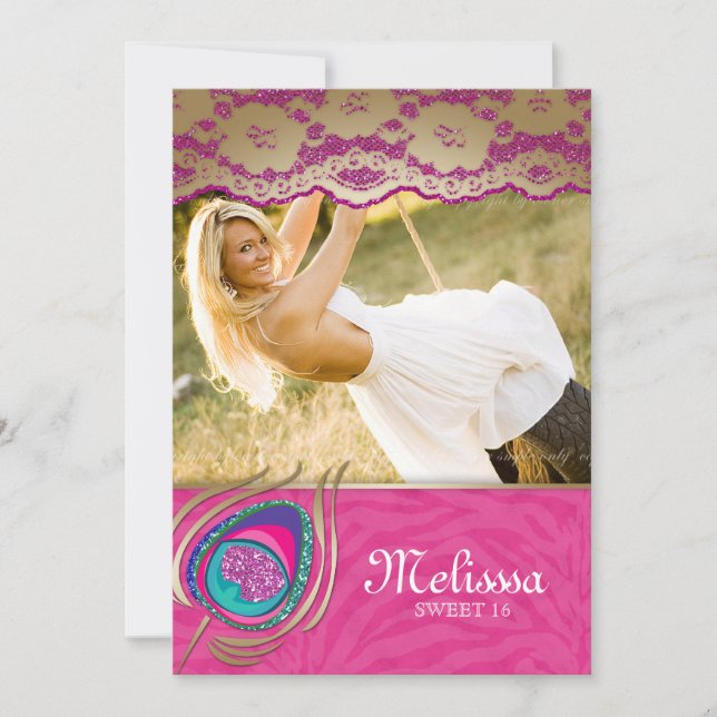 Rosa da zebra do anúncio do doce dezesseis do (Frente)