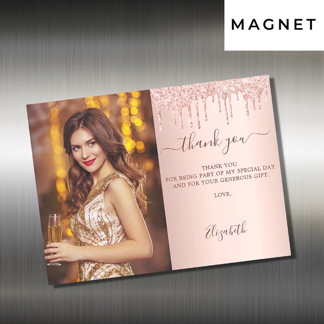 Rosa de aniversário obrigado magneta  de fotos (Criador carregado)