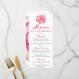 Rosa de Aquarela Rosa | Menu Casamento