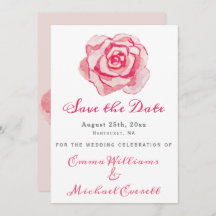 Rosa de Aquarela Rosa - Salve o Cartão de Data do 