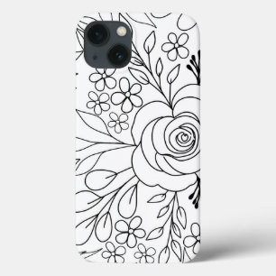 Rosa de arte de linha de desenho floral