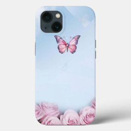 Rosa de borboleta rosa elegante iPhone 13 Case