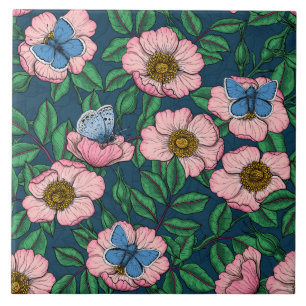 Rosa de cães e borboletas