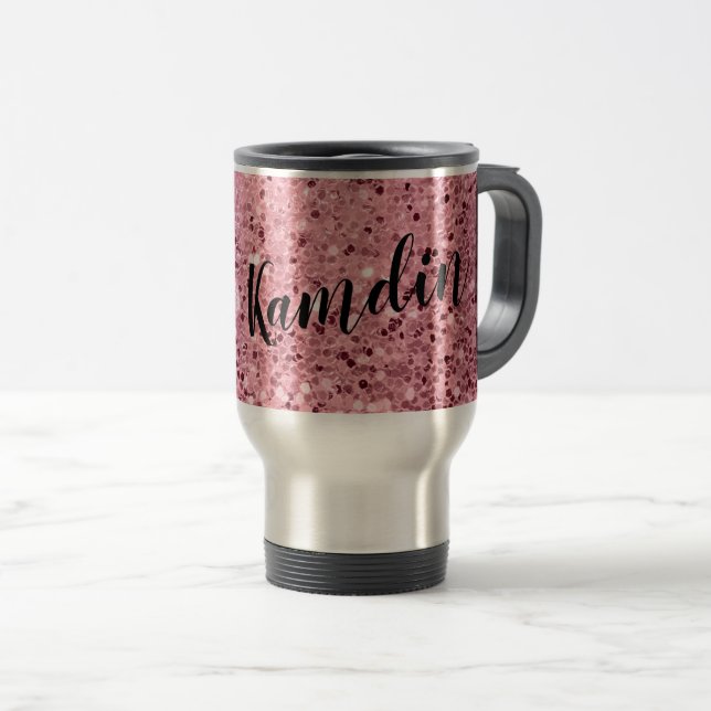 Rosa de caneca de café personalizada de 15 onças D (Frente Esquerda)