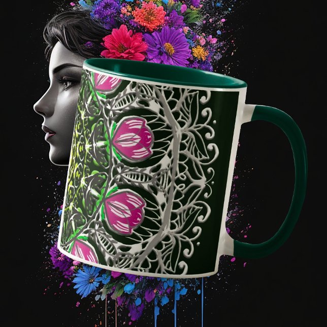 Rosa de caneca de Mandala Verde (Criador carregado)