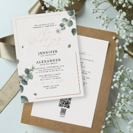 Rosa de Casamento do Código QR Rustic Eucalyptus &