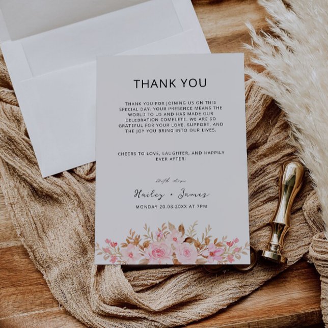 Rosa de Casamento Obrigado Menu Napkin Note (Rose Wedding Thank You Napkin Note Menu)