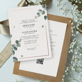 Rosa de Casamento Rustic Eucalyptus & RSVP QR Code