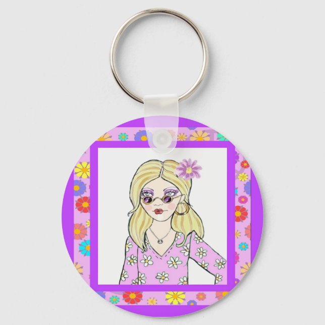 Rosa de com Chaveiro de óculos coloridos (Frente)