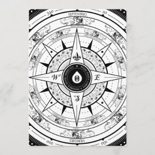 Rosa de compasso - cartão do convite do retângulo