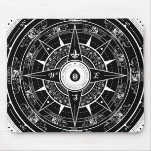 Rosa de compasso - Mousepad (preto)