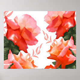 Rosa de cor laranja coral de 20" x Poster de 16"