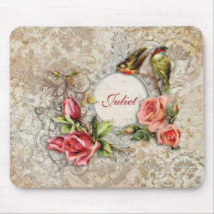 Rosa de damasco Mousepad do vintage