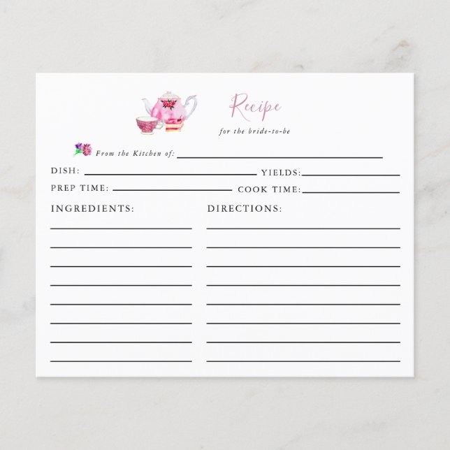 Rosa de Dusty de Placa de Receita do Tea do chá de (Frente)