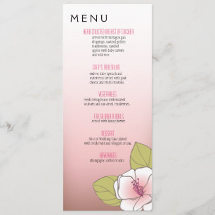 Rosa de florescência do menu do comensal das