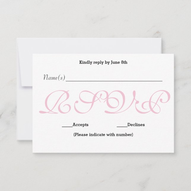 Rosa de Fundo - Placa de Resposta de Recepção RSVP (Frente)