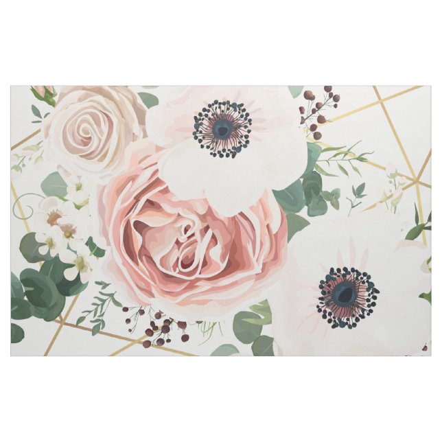 rosa de Jardim Geométrico com Tecido de Algodão Am (Jarda)