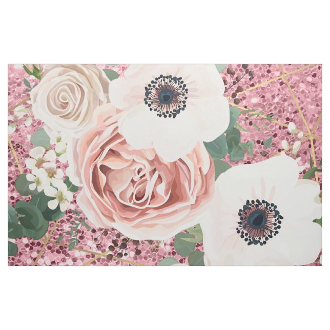 rosa de Jardim Geométrico com Tecido de Algodão Am (Jarda)